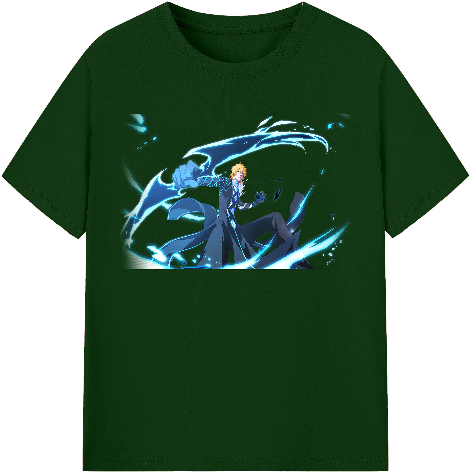 （画像用） ブリーチ 黒崎一護（くろさき いちご）BLEACH Kurosaki Ichigo 綿100％半袖Tシャツ（フロントプリント）